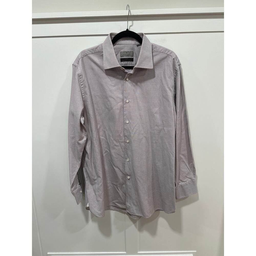 Canali Egyptian Cotton Button Down Dress Shirt Size 44/17 1/2